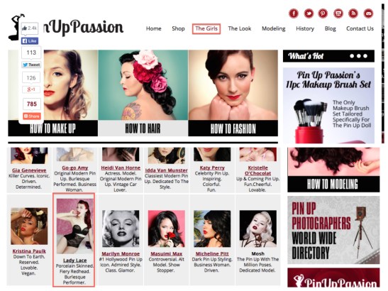 You can also read my article my visiting the Pin Up Passion website, selecting "The Girls", then scrolling down to see me!